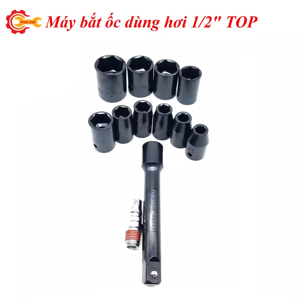 Máy Bắt Ốc, Siết Mở Bulong Dùng Hơi TOP 1/2-Vỏ Thép Không Gỉ Siêu Bền-Bảo Hành 6 Tháng
