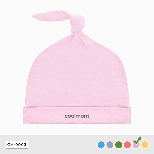 Mũ sơ sinh đuôi gút Coolmom chất liệu sợi tre cao cấp màu hồng pastel / CM-0003-1M-HP