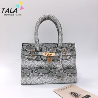 Túi xách nữ HM khóa in vân Da Rắn cao cấp size 25cm pha màu
