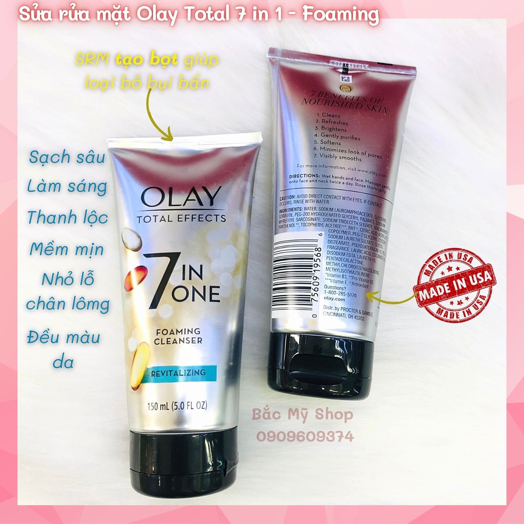 Sữa rửa mặt Olay chống lão hóa sáng da của Mỹ dạng tuýp 150ml