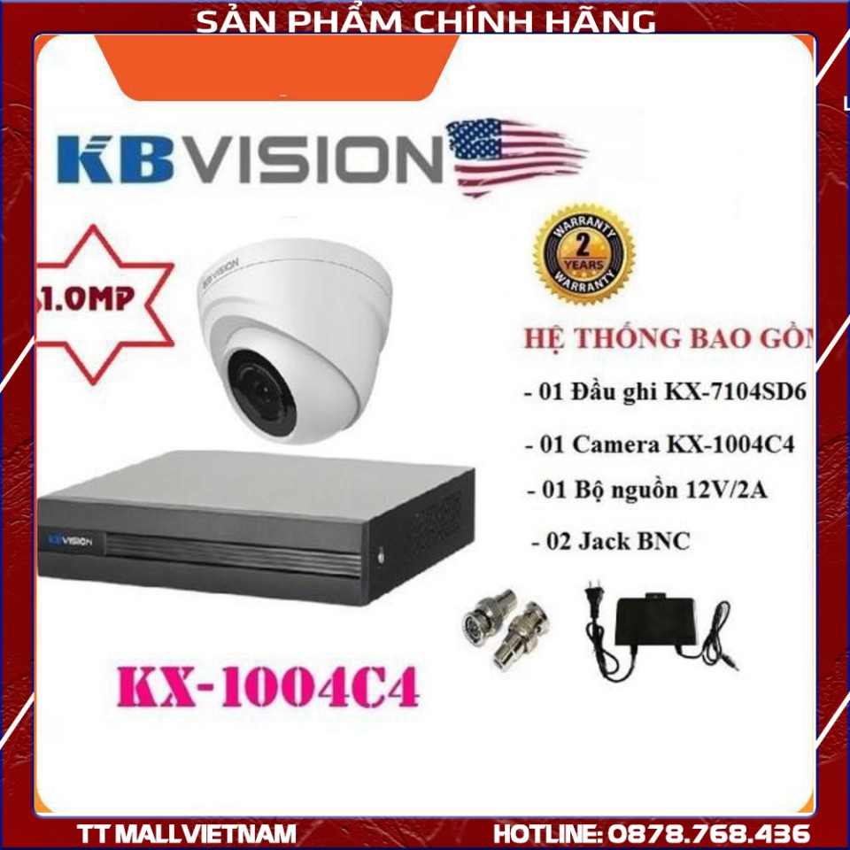 Camera {Giá sốc} TRỌN BỘ 1 CAMERA 1.0MP KBVISION KX-1004C4 ... ! .