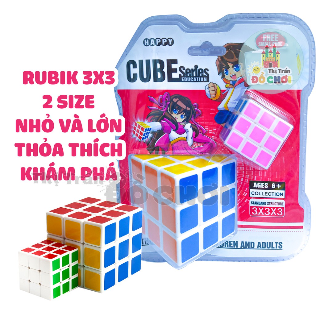 Rubik 3x3 mini đồ chơi trí tuệ thông minh cho trẻ nhựa đẹp, xoay trơn, tốc độ, cực bền