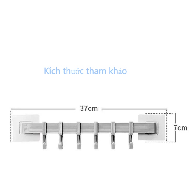 Thanh treo đồ dán tường 6 móc siêu dính