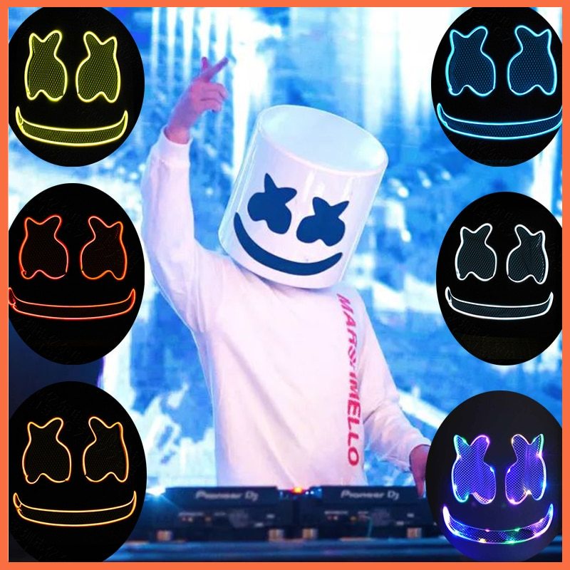 Mặt nạ hóa trang Dj Marshmallo có đèn led phát sáng độc đáo diy