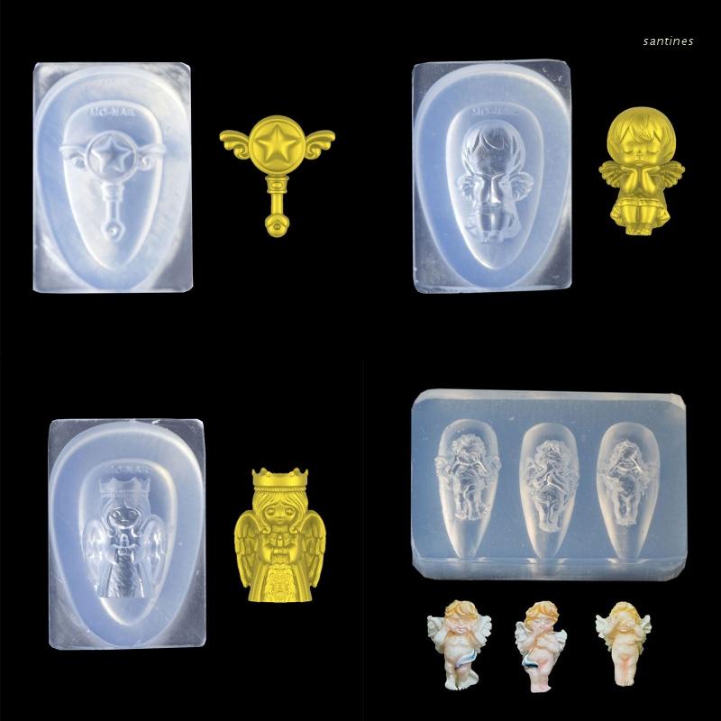 Khuôn Silicone Tạo Hình Trang Trí Móng Tay 3D Hình Thiên Thần Ba-Rốc