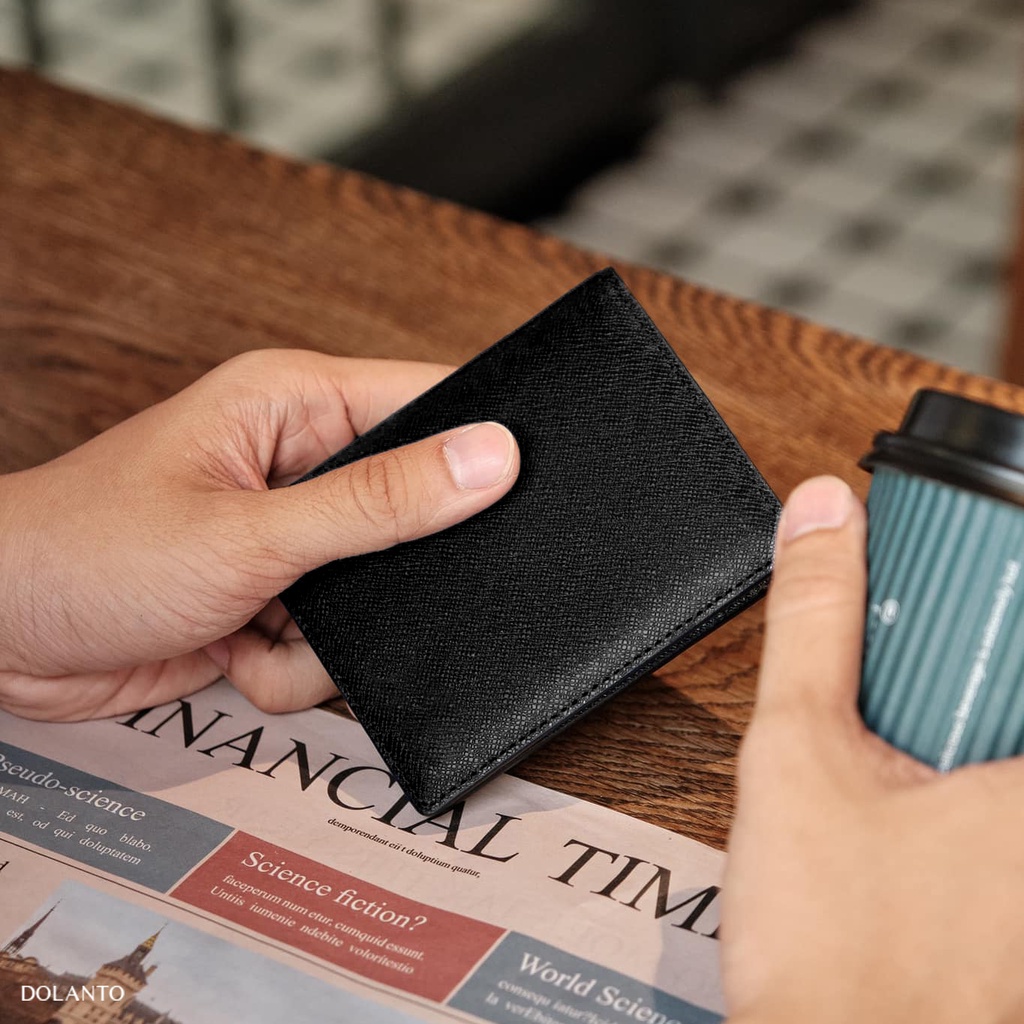 VÍ ĐỰNG THẺ MINI NAM NỮ Nhỏ Gọn Cardholder COSY Vân Saffiano Cao Cấp Nhập Khẩu Chống Thấm Nước Thương Hiệu DOLANTO