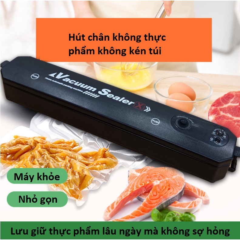 Máy hút chân không mini kèm hàn miệng túi thực phẩm gia đình, đóng gói bảo quản đồ ăn, không kén túi - Abby house