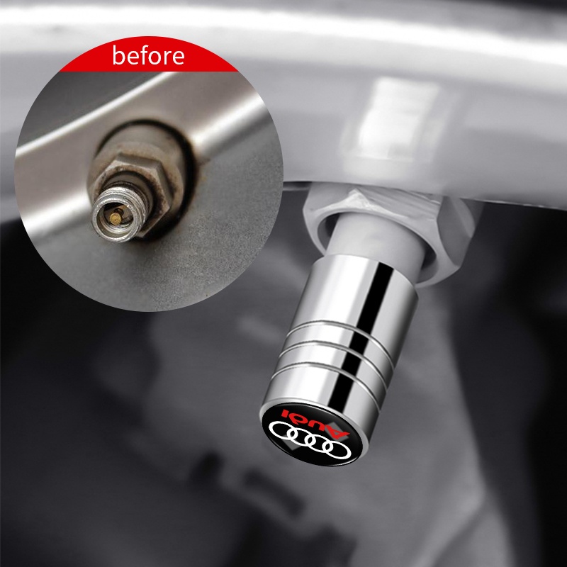 Set 4 Nắp Van Lốp Xe Hơi Bằng Nhôm Màu Đen / Bạc Cho Audi A3 8P A6 C5 A4 B6 B8 S4 RS4 S5 B9 S3 8V RS3 S6 S8 S2 S7 SQ5 SQ7