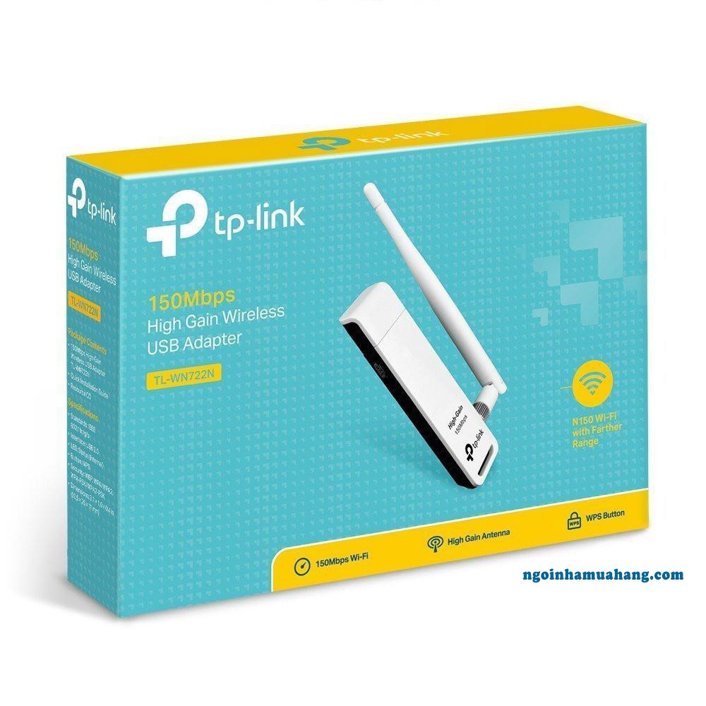 Usb Wifi Tplink WN 722N - Chuẩn N, 1 Anten (Hàng Chính Hãng), Thu Wifi Cực Mạnh