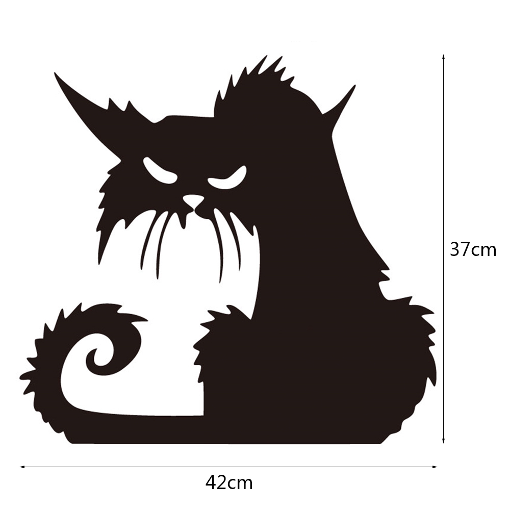 Sticker dán tường hình con mèo đen kinh dị dùng trang trí Halloween