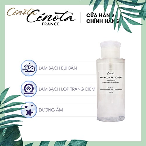 Nước tẩy trang dưỡng ẩm mềm mịn Cénota Makeup Remover, nước tẩy trang làm sạch bụi bẩn