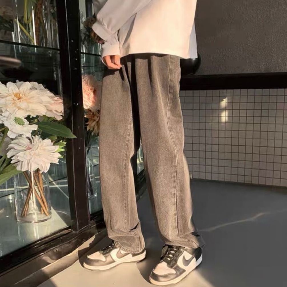 Quần Jeans Mỏng Ống Suông Rộng Thời Trang Mùa Hè Hàn Quốc Cho Nam