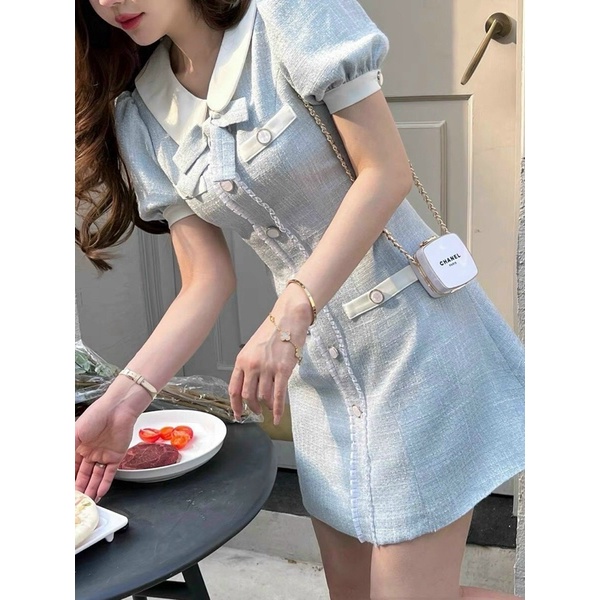Đầm WAYO màu xanh chất dạ xinh đẹp