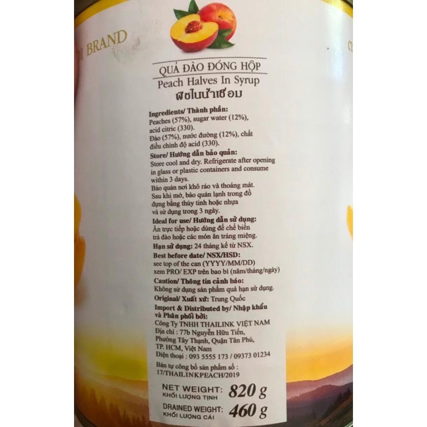 Đào Ngâm - Đào Hộp Thái Lan BODDOB  - Siêu giòn ngon - Giá rẻ siêu tiết kiệm