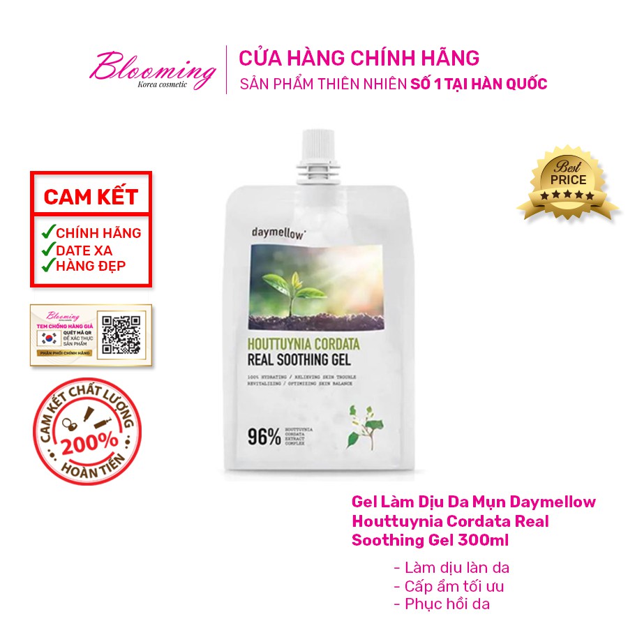 Gel Làm Dịu Da Mụn Daymellow Houttuynia Cordata Real Soothing Gel 300ml