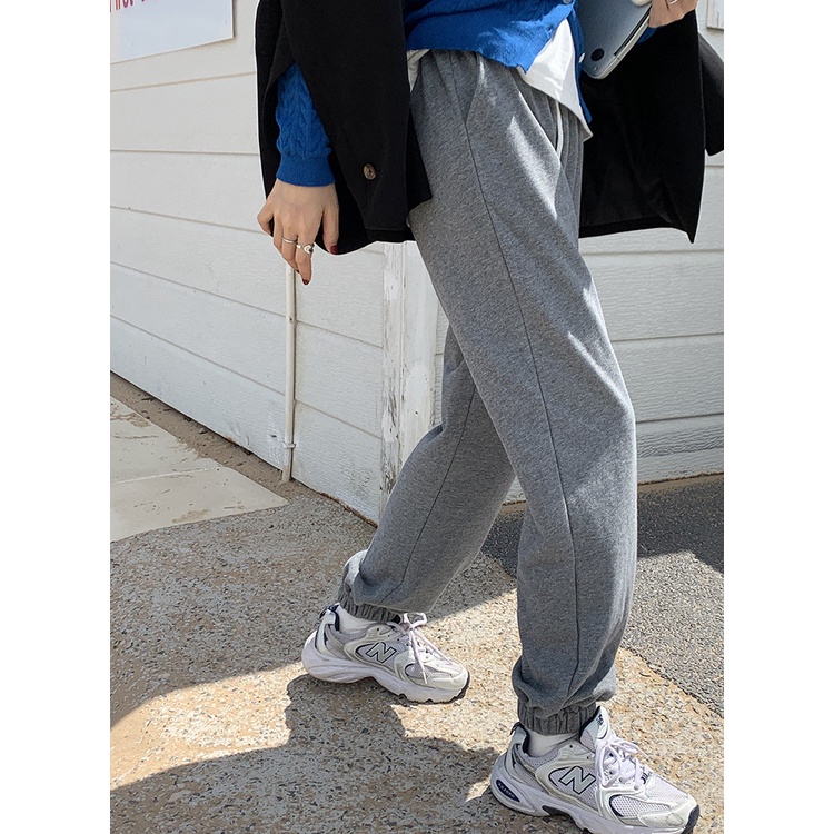 Quần Jogger thể thao nữ Cao cấp Ống rộng Ulzzang Hàn Quốc Quần Jogger Lưng cao Cotton Thời trang
