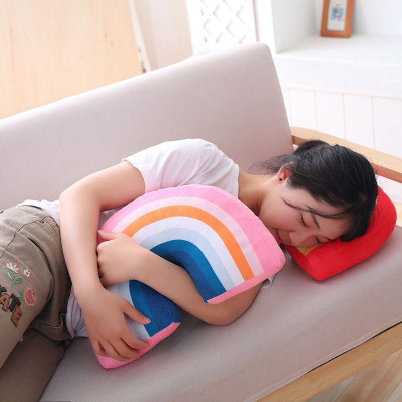 Gối Kê Cổ Hình Chữ U Màu Cầu Vồng Trang Trí Phòng Ngủ Cho Bé