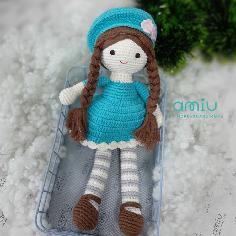 Gấu bông móc len Amigurumi cao cấp Amiu Việt Nam - Búp bê Anna handmade dễ thương