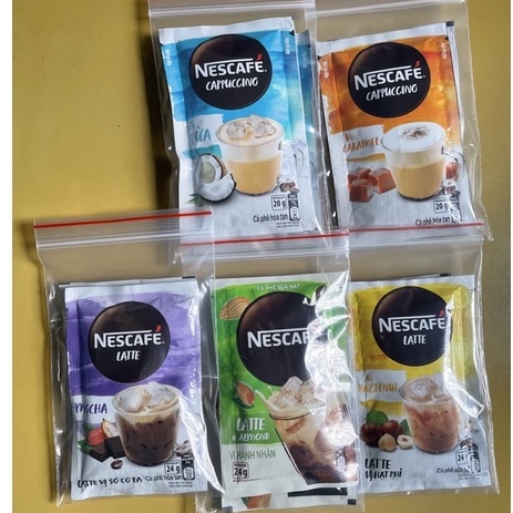 Combo 10 gói - 5 vị Nescafé Dừa + Phỉ + Hạnh Nhân + Caramel + Sô cô la