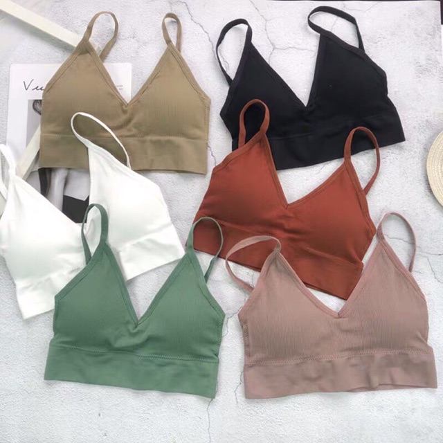 Áo bra gân basic cực xinh. áo hai dây kèm mod dễ phối đồ - Colory Shop