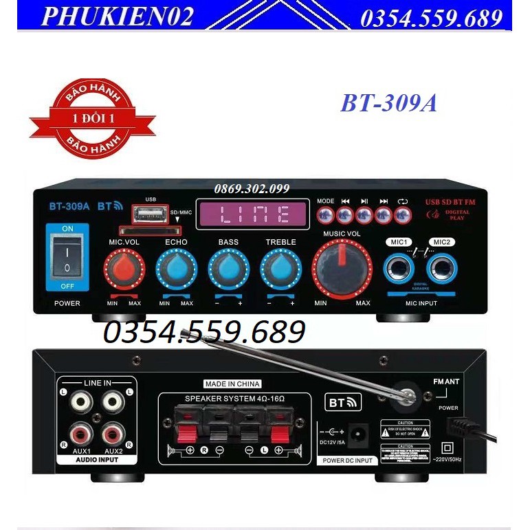 AMPLY MINI KARAOKE BLUETOOTH TELI BT-309A NGUỒN AC / DC