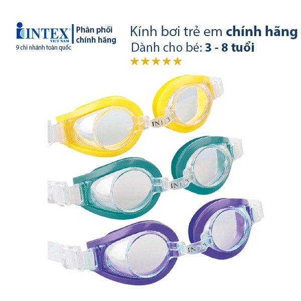 Kính bơi trẻ em CHÍNH HÃNG thương hiệu Intex cho bé từ 3-8 tuổi 55601/55602/55603, chất liệu an toàn, bền chắc