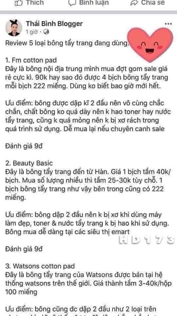 BÔNG TẨY TRANG COTTON 222 MIẾNG | BigBuy360 - bigbuy360.vn