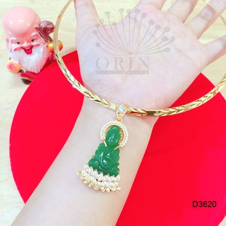 Kiềng đeo cổ nữ mặt Phật quan âm đá xanh cao cấp Orin D3620 đẳng cấp