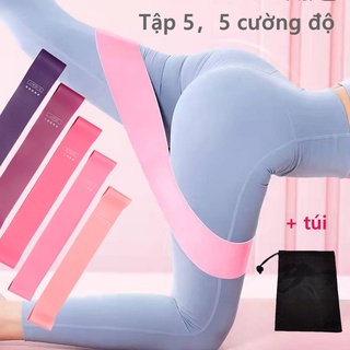 Bộ 5 dây kháng lực, dây kháng lực，dây cao su, dây miniband tập mông chân đùi cao cấp aolikes