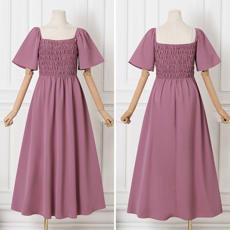 Zanzea Đầm Dài Cổ Vuông Tay Ngắn Phong Cách Hàn Quốc Tinh Tế Thời Trang Cho Nữ