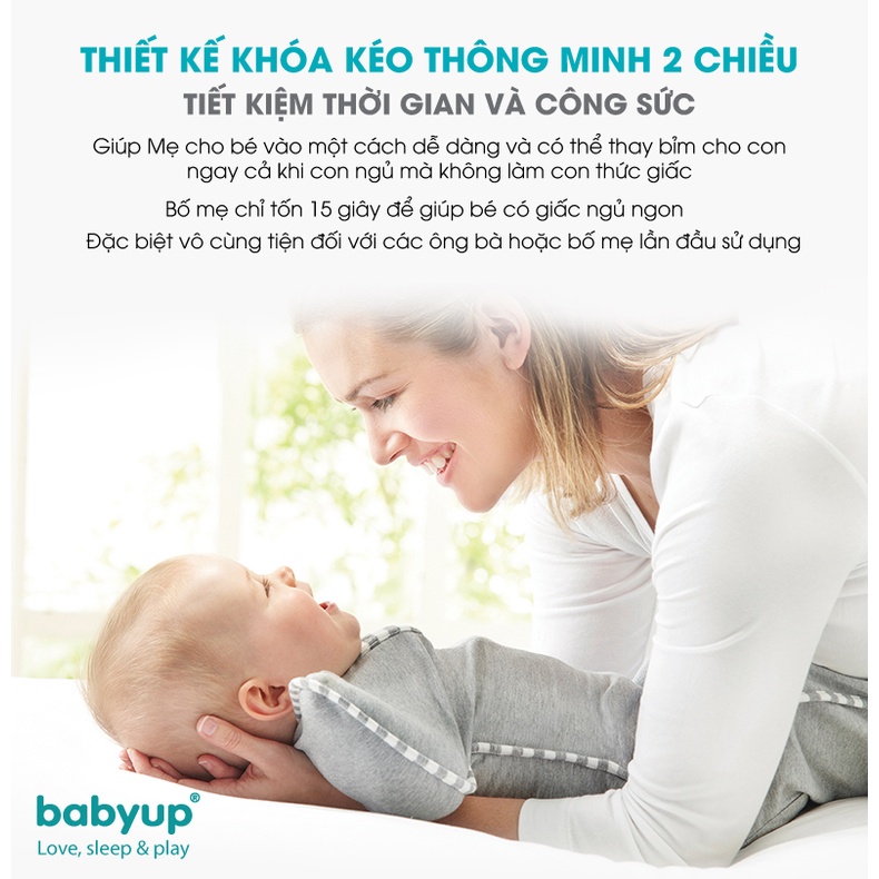 Nhộng chũn cho bé cao cấp Babyup. Giúp bé ngủ ngon, sâu giấc, chống giật mình - Nhộng ngủ Vải cotton co giãn 4 chiều