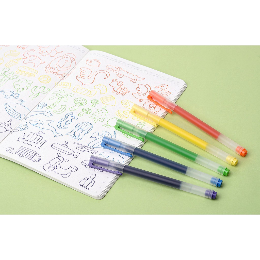 Set 5 Bút Bi Xiaomi Ngòi 0.5mm Siêu Bền Nhiều Màu Dễ Thương