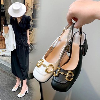 Giày cao gót 7cm mũi vuông gắn khoá x776