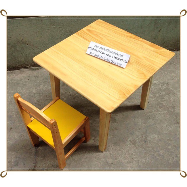 Bàn gỗ thông, ghế gỗ thông tự nhiên, 1 bàn 1 ghế  bán rẻ nốt
