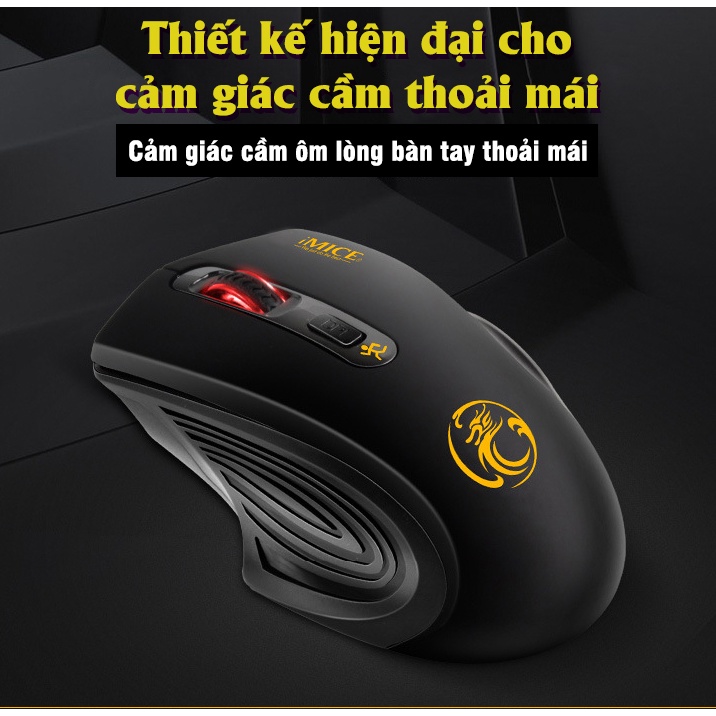 Chuột không dây IMICE G1800 thiết kế hiện đại, cảm giác cầm nắm thoải mái, 1600 DPI, 10 triệu lần click