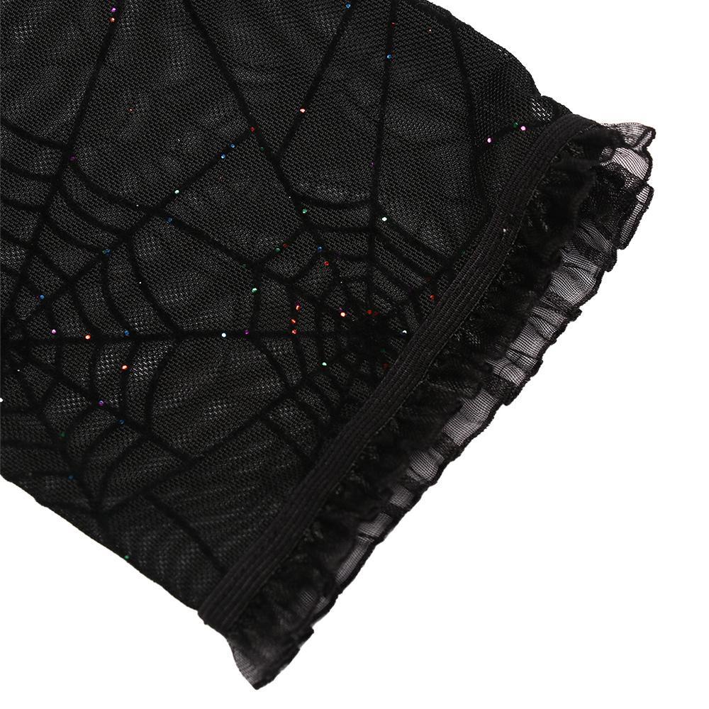 ROWANS 1 Đôi Găng Tay Dài Co Dãn Hở Ngón Hình Mạng Nhện