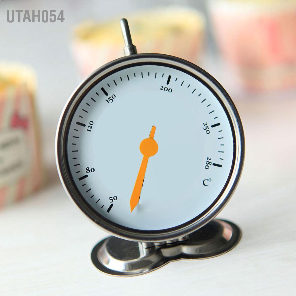 Utah054 Lò nướng Nhiệt kế bằng thép không gỉ Thủy tinh Mẫu mèo Treo phụ kiện nấu ăn thực phẩm với đế móc Bowknot