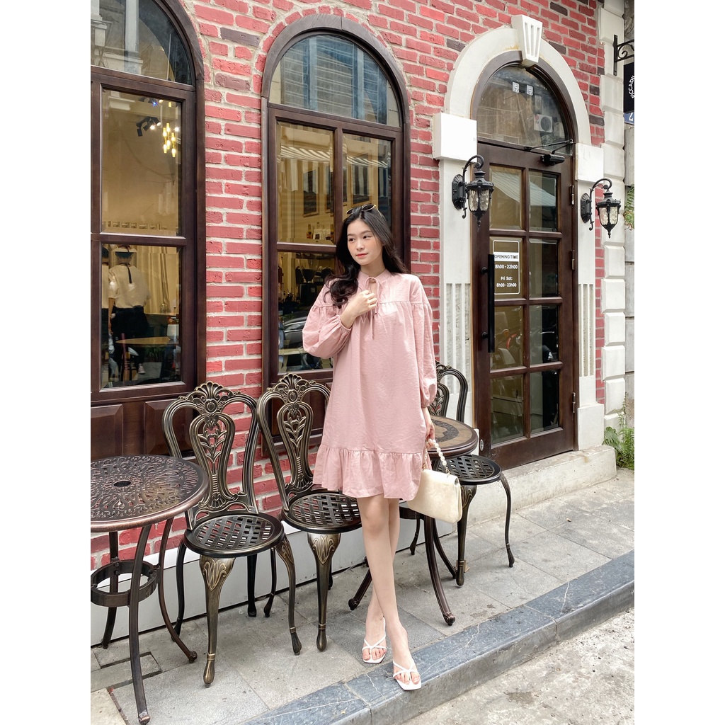 YU CHERRY | Đầm nữ baby cổ tròn, cột dây thắt nơ dễ thương, Tie Babydoll Dress YD149