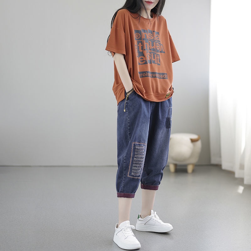 Quần Jeans Lửng Thêu Hoa Thời Trang Dành Cho Nữ