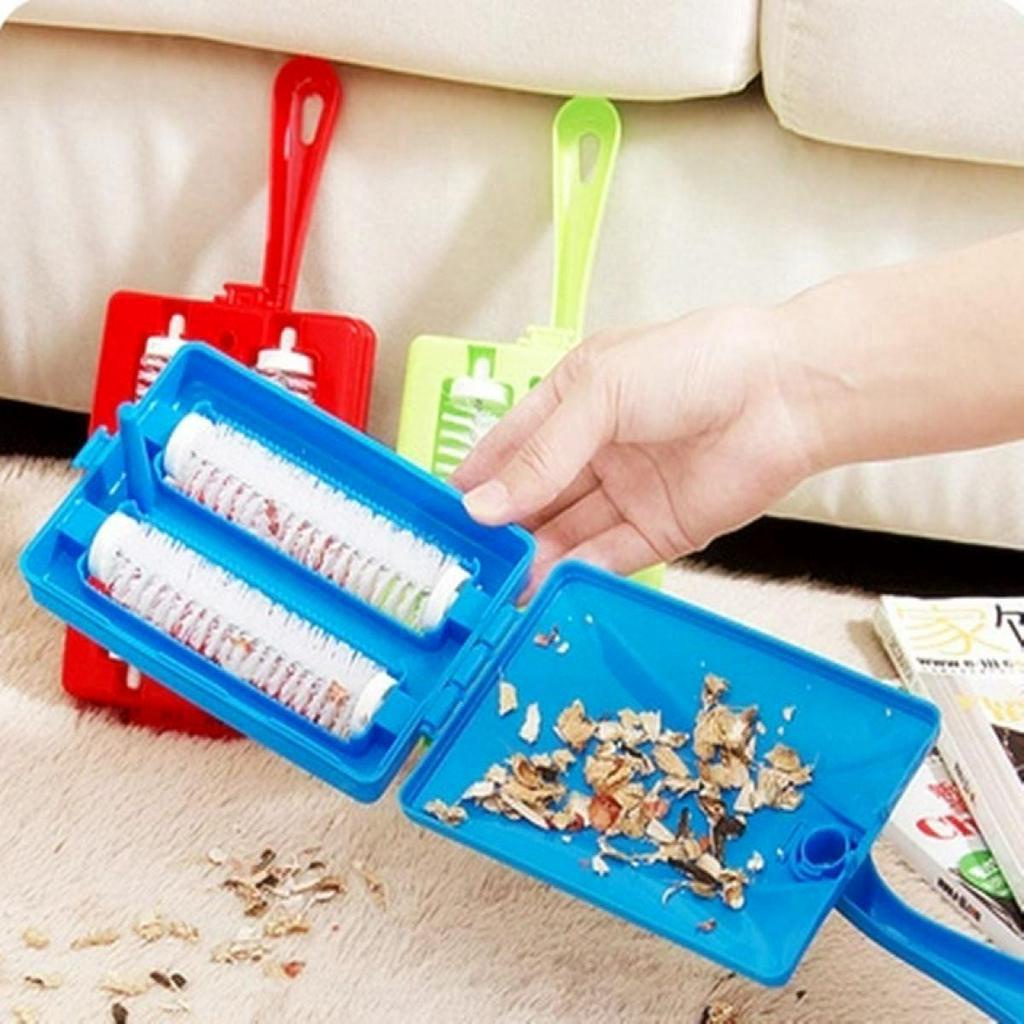 Creative Double Brush Head Carpet Sofa Brush Handheld Sweeper Crumb Dirt Pet Hair Cleaner Roller Home Cleaning Brushes Dust Remover