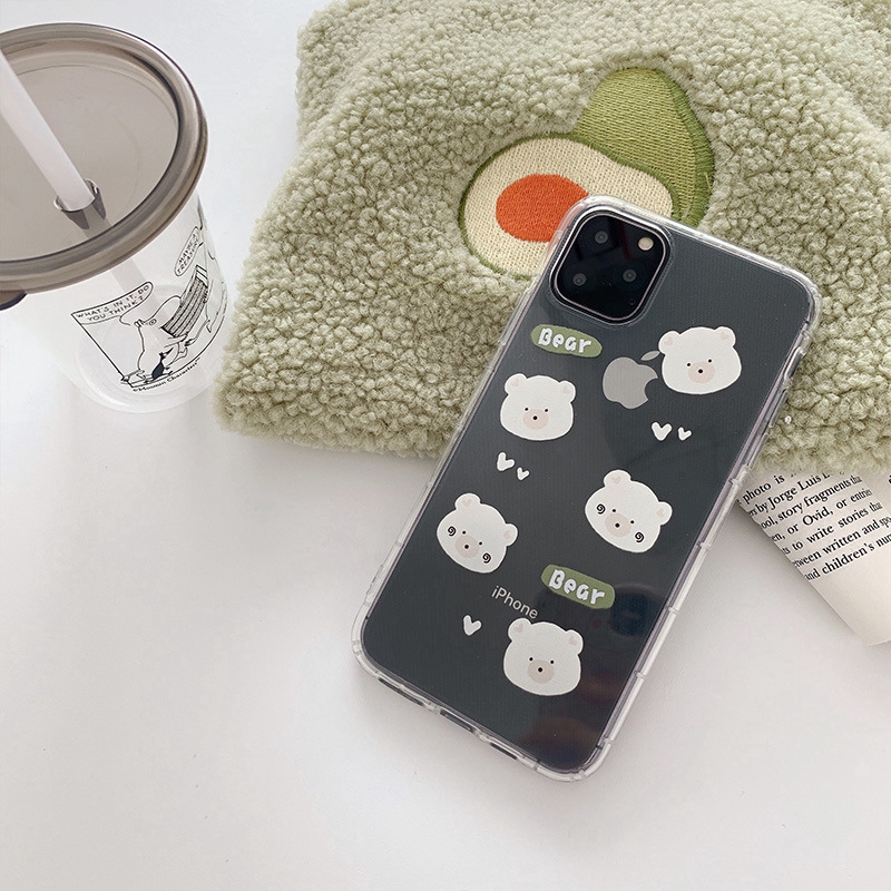 Ốp lưng iphone Ốp điện thoại bằng nhựa mềm trong suốt họa tiết gấu cho IPHONE 11PRO/XSMAX/XR/8PLUS 1 Dinuo case