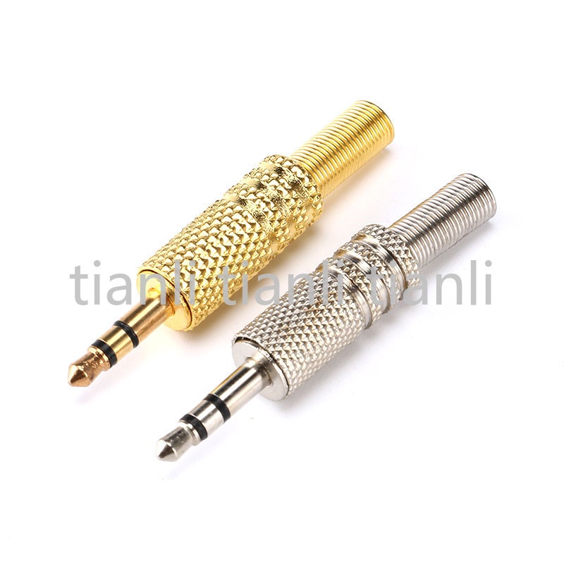 Set 5 Đầu Nối Âm Thanh Nổi 3 Jack 3.5mm Bằng Kim Loại Với Lò Xo