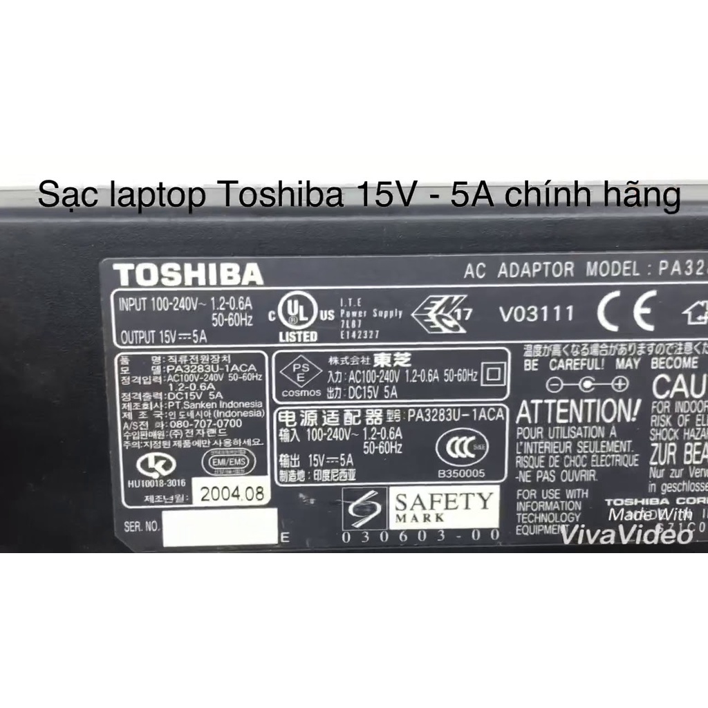 SẠC 15V 5A TOSHIBA ZIN THEO MÁY