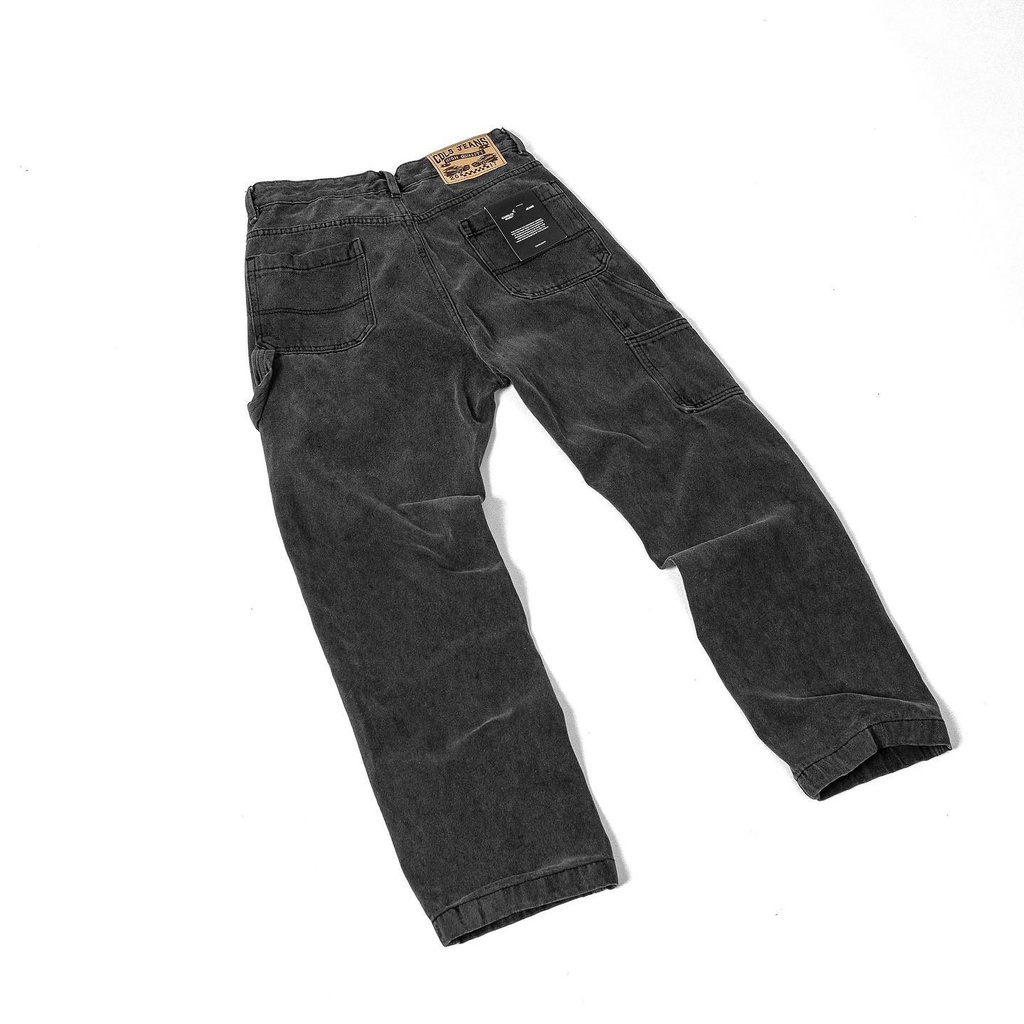 Quần jeans nam nữ tapered CANDLES SINGLE KNEE logo thêu kết hợp hiệu ứng washed chất liệu Denim 13oz washed chính hãng