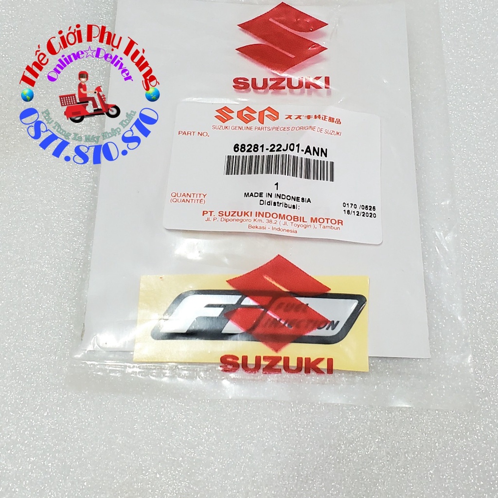 Tem Chữ Fi nổi dán đầu xe Raider fi - Satria fi zin mới - 68281-22J01-ANN