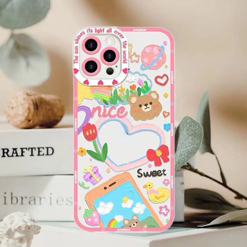 Ốp Điện Thoại Silicon Mềm Chống Rơi Họa Tiết Tranh Sơn Dầu Cho iphone 13 12 11 Pro Max X XR XS Max 6 7 8 Plus