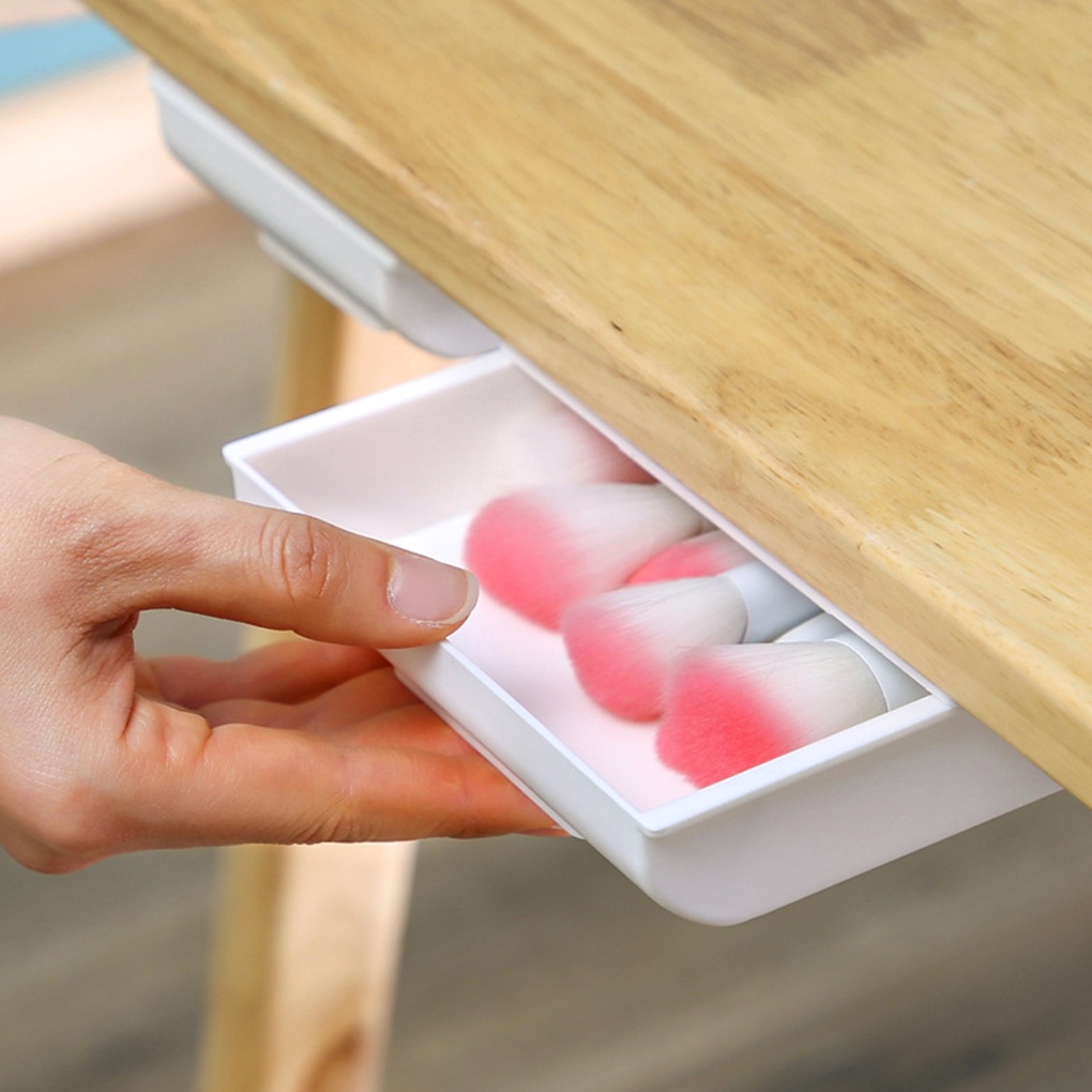 Under Table Drawer Home Office Under Desk Stationery Holder Box Pencil Pen Scissors Storage Case