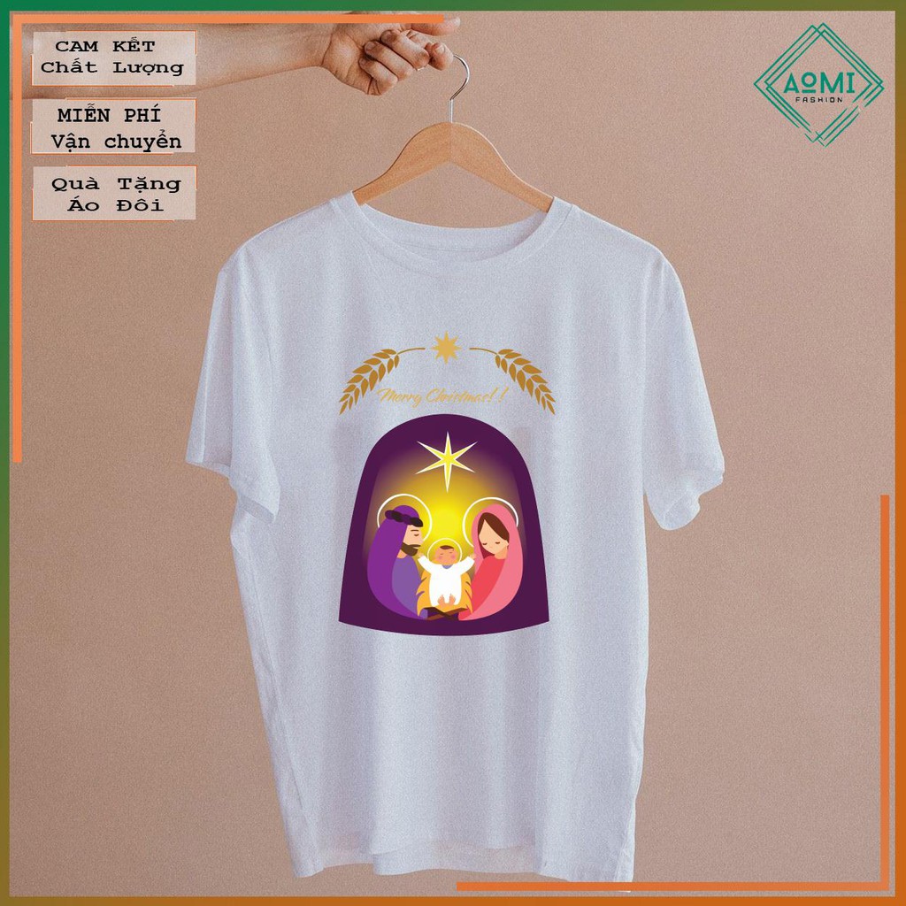 ÁO THUN AOMIVN Thiên Chúa Giêsu Kokeshis Nativity Scene Merry Christmas TAY LỠ  PHÔNG IN AOMI