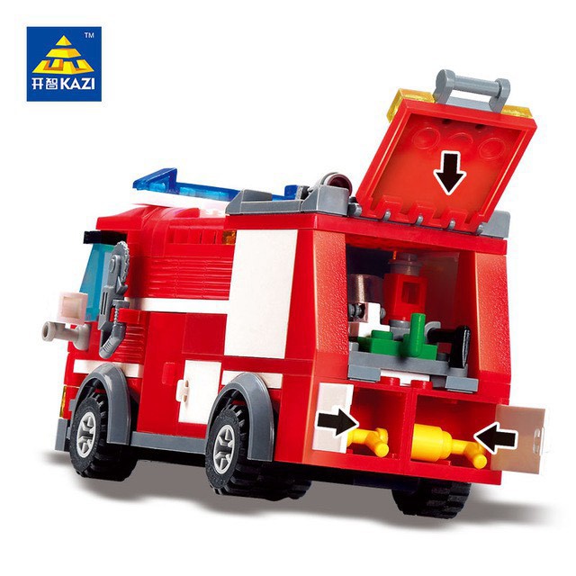 Lắp ráp xếp hình Lego Kazi 8054: Xe cứu hỏa xe chữa cháy