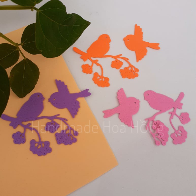 5 cặp chim bằng giấy xốp - Hình trang trí thiệp, phong thư, bao lì xì , bưu thiếp – Xốp mầm non - giấy mỹ thuật